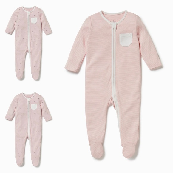 Bundle of Three Adorable Cozy Baby Mori Footie Pajamas - Picture 1 of 13